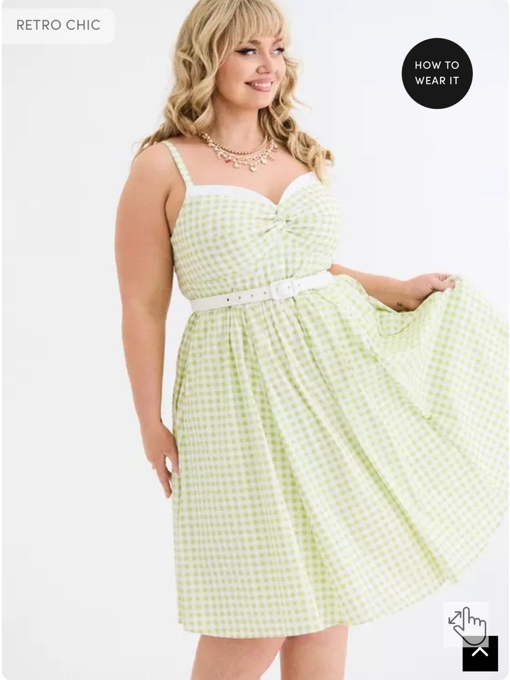 Retro Chic Green Gingham Vintage Belt Dress Bombshell Todrid 00 Large